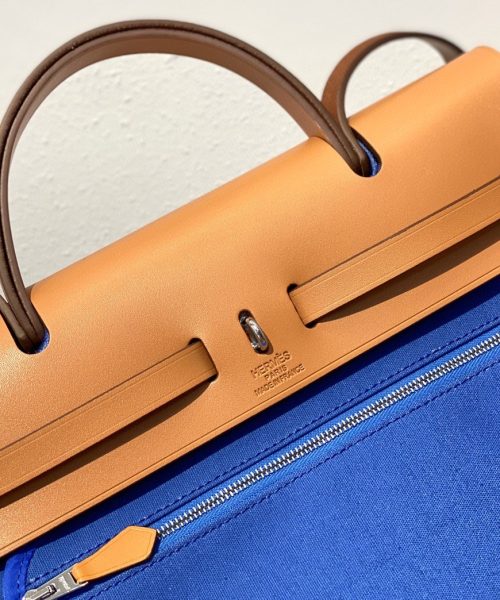 1:1 Replica Hermes Herbag Zip Bag Blue, Silver Toned Hardware Bag For Women, Women's Handbags, Shoulder Bags 12.2in/31cm