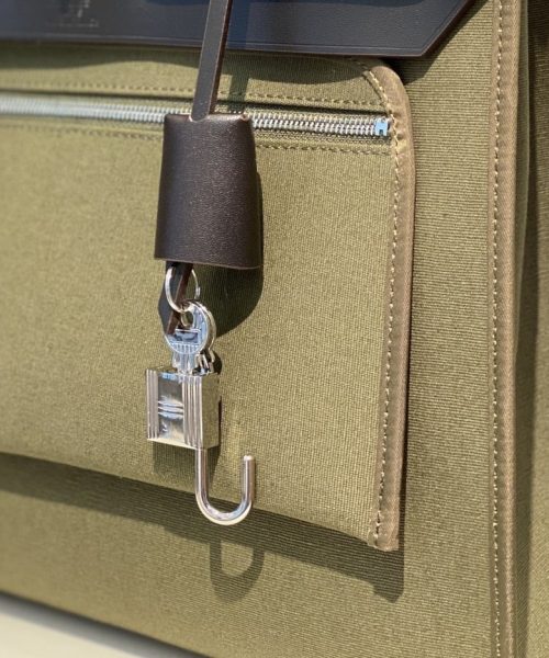 1:1 Replica Hermes Herbag Zip Bag Dark Green Moss, Silver Toned Hardware Bag For Women, Women's Handbags, Shoulder Bags 12.2in/31cm