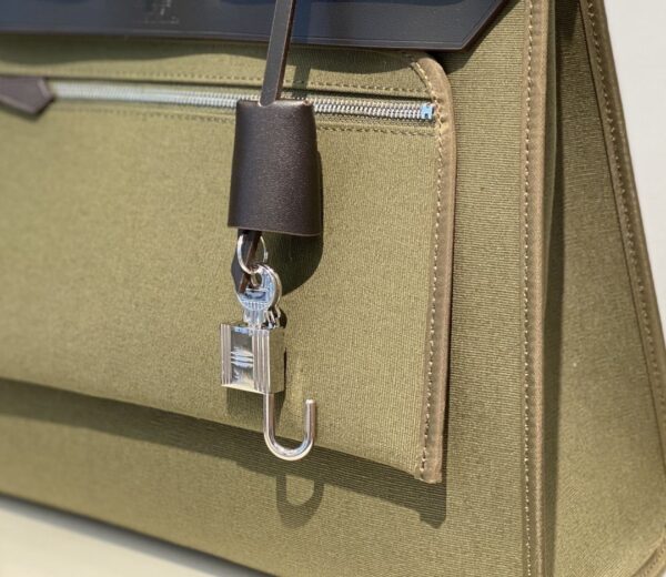 1:1 Replica Hermes Herbag Zip Bag Dark Green Moss, Silver Toned Hardware Bag For Women, Women's Handbags, Shoulder Bags 12.2in/31cm
