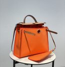 1:1 Replica Hermes Herbag Zip Bag Orange, Silver Toned Hardware Bag For Women, Women's Handbags, Shoulder Bags 12.2in/31cm