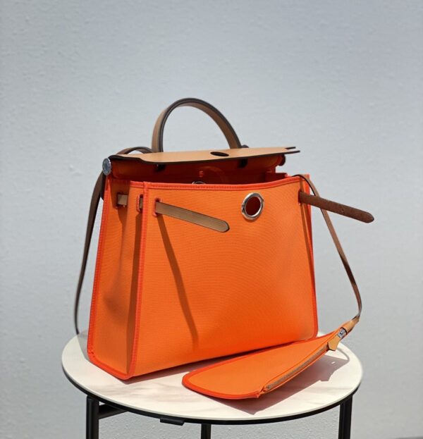 1:1 Replica Hermes Herbag Zip Bag Orange, Silver Toned Hardware Bag For Women, Women's Handbags, Shoulder Bags 12.2in/31cm