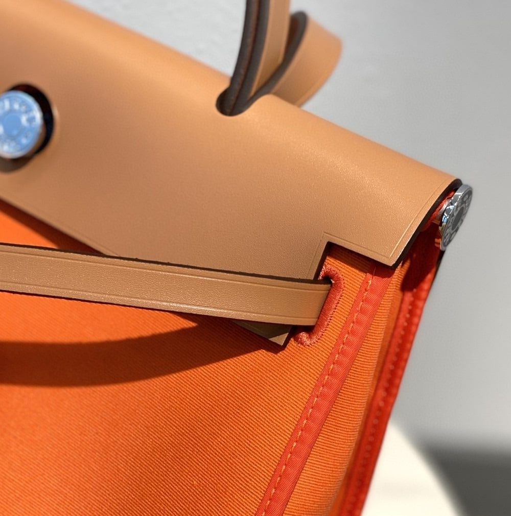 1:1 Replica Hermes Herbag Zip Bag Orange, Silver Toned Hardware Bag For Women, Women's Handbags, Shoulder Bags 12.2in/31cm