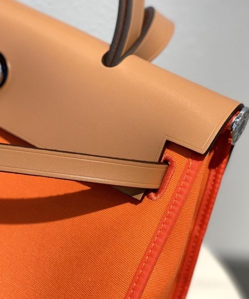1:1 Replica Hermes Herbag Zip Bag Orange, Silver Toned Hardware Bag For Women, Women's Handbags, Shoulder Bags 12.2in/31cm