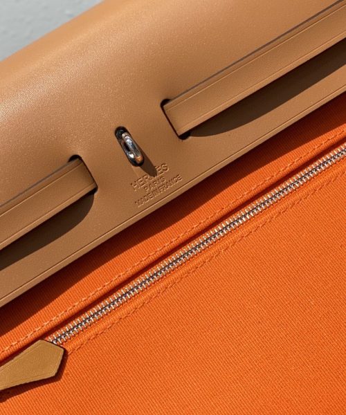 1:1 Replica Hermes Herbag Zip Bag Orange, Silver Toned Hardware Bag For Women, Women's Handbags, Shoulder Bags 12.2in/31cm