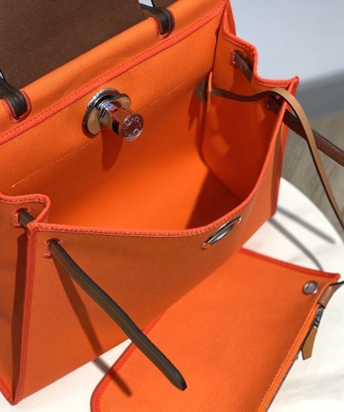 1:1 Replica Hermes Herbag Zip Bag Orange, Silver Toned Hardware Bag For Women, Women's Handbags, Shoulder Bags 12.2in/31cm