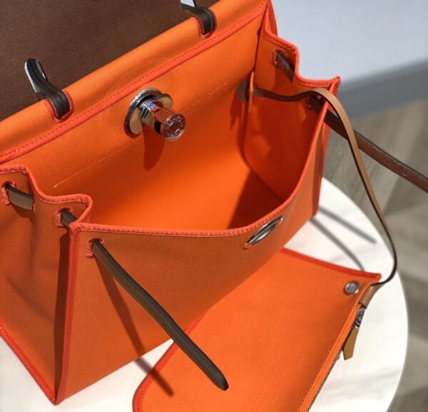 1:1 Replica Hermes Herbag Zip Bag Orange, Silver Toned Hardware Bag For Women, Women's Handbags, Shoulder Bags 12.2in/31cm