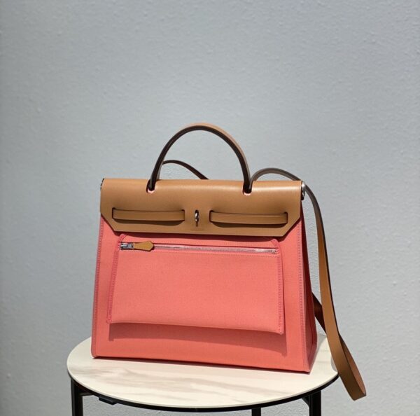1:1 Replica Hermes Herbag Zip Bag Pink, Silver Toned Hardware Bag For Women, Women's Handbags, Shoulder Bags 12.2in/31cm