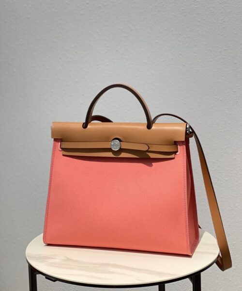 1:1 Replica Hermes Herbag Zip Bag Pink, Silver Toned Hardware Bag For Women, Women's Handbags, Shoulder Bags 12.2in/31cm