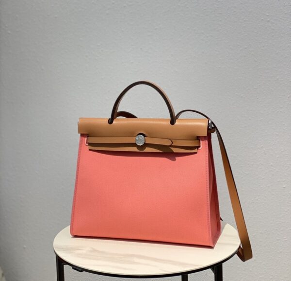 1:1 Replica Hermes Herbag Zip Bag Pink, Silver Toned Hardware Bag For Women, Women's Handbags, Shoulder Bags 12.2in/31cm