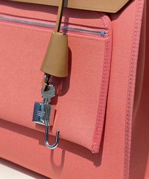 1:1 Replica Hermes Herbag Zip Bag Pink, Silver Toned Hardware Bag For Women, Women's Handbags, Shoulder Bags 12.2in/31cm