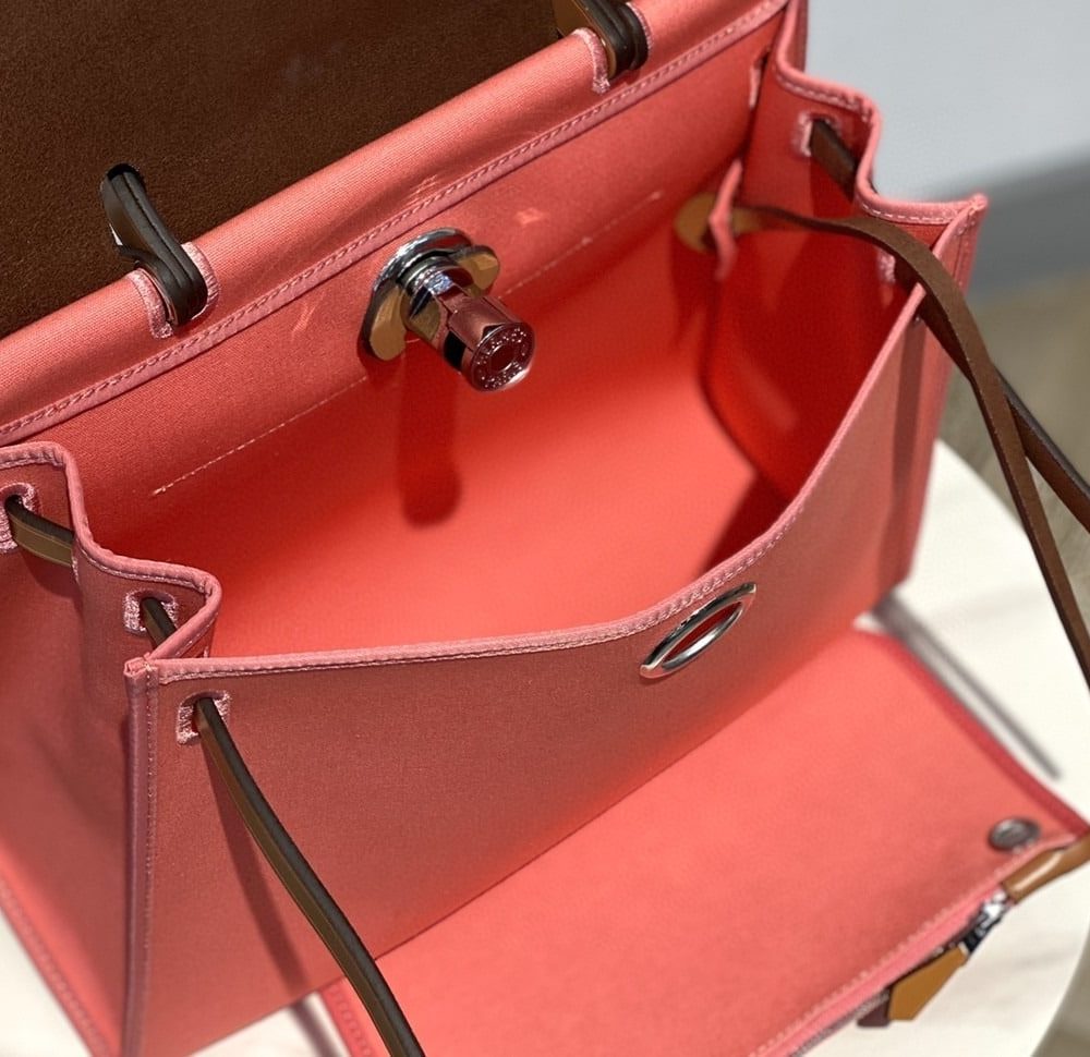 1:1 Replica Hermes Herbag Zip Bag Pink, Silver Toned Hardware Bag For Women, Women's Handbags, Shoulder Bags 12.2in/31cm