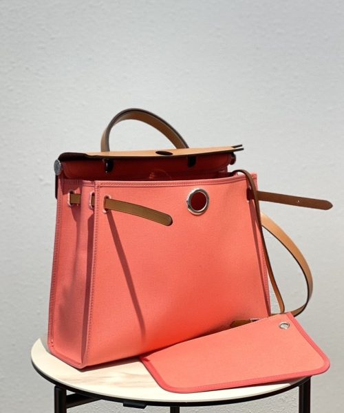 1:1 Replica Hermes Herbag Zip Bag Pink, Silver Toned Hardware Bag For Women, Women's Handbags, Shoulder Bags 12.2in/31cm