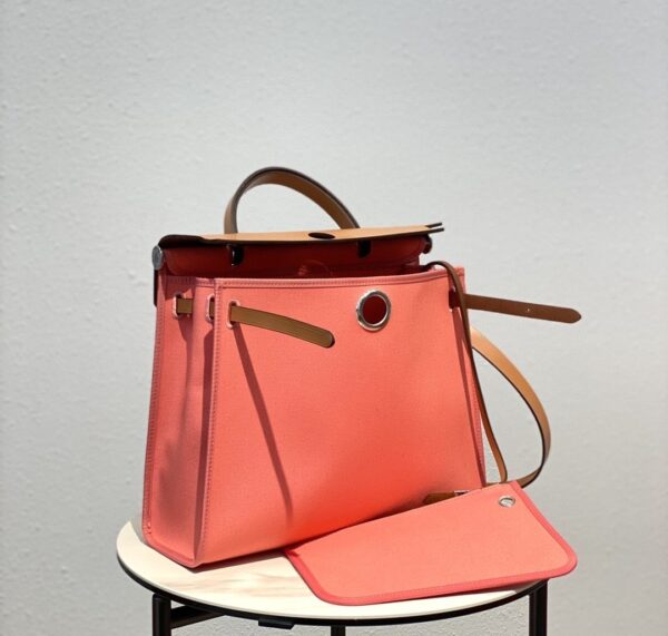 1:1 Replica Hermes Herbag Zip Bag Pink, Silver Toned Hardware Bag For Women, Women's Handbags, Shoulder Bags 12.2in/31cm