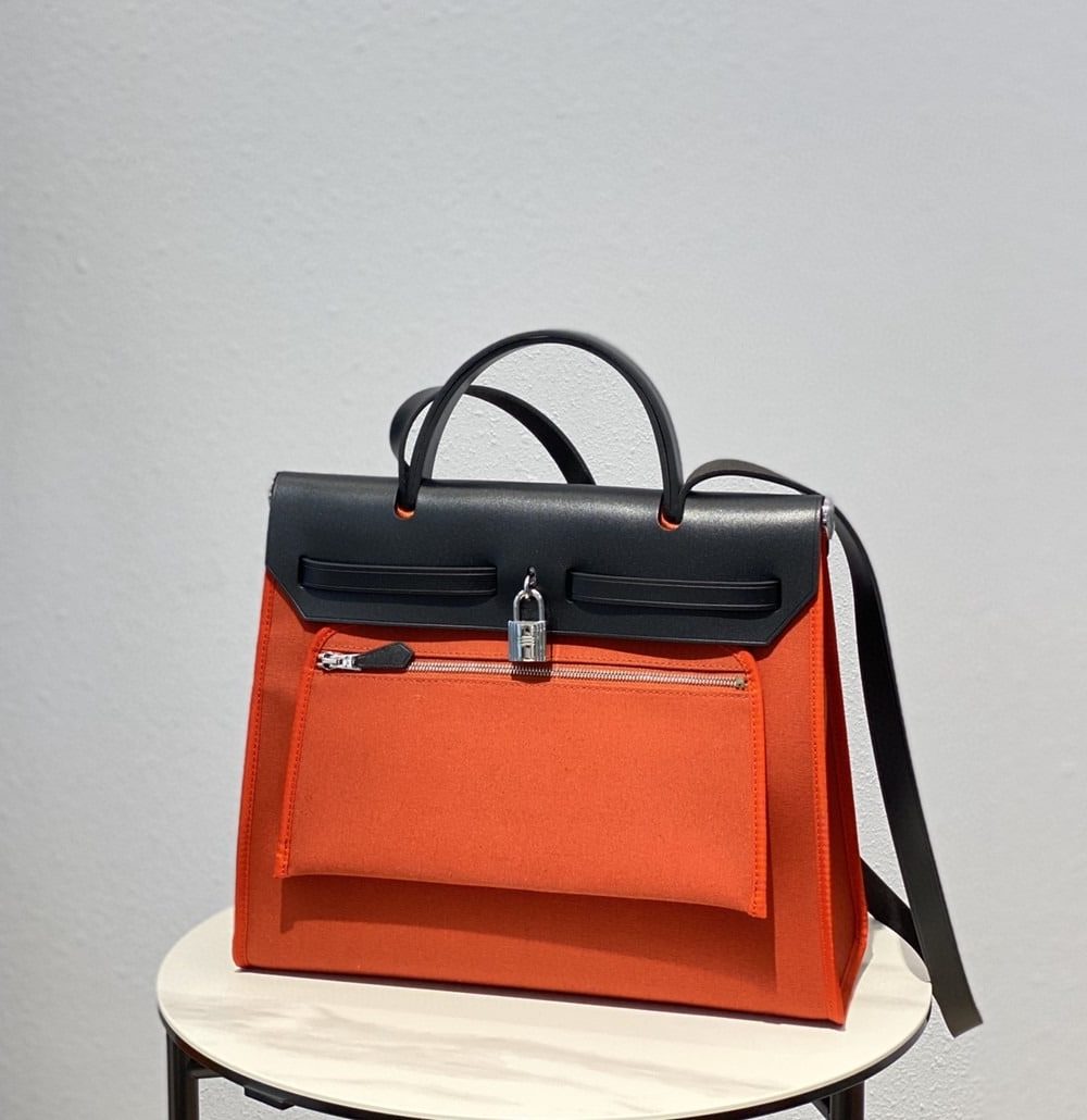 1:1 Replica Hermes Herbag Zip Bag Red, Silver Toned Hardware Bag For Women, Women's Handbags, Shoulder Bags 12.2in/31cm