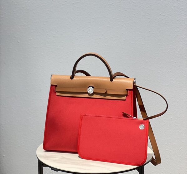 1:1 Replica Hermes Herbag Zip Bag Red, Silver Toned Hardware Bag For Women, Women's Handbags, Shoulder Bags 12.2in/31cm