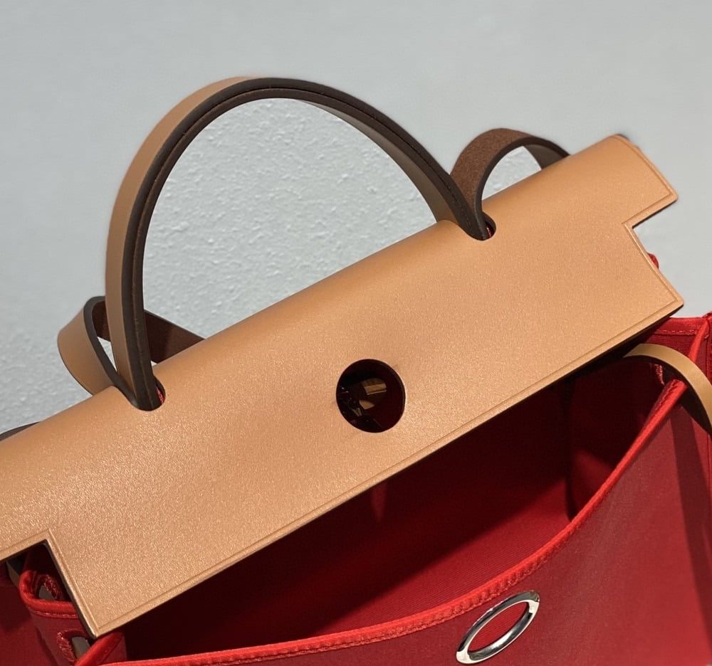 1:1 Replica Hermes Herbag Zip Bag Red, Silver Toned Hardware Bag For Women, Women's Handbags, Shoulder Bags 12.2in/31cm