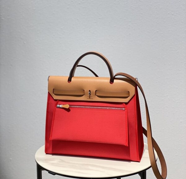 1:1 Replica Hermes Herbag Zip Bag Red, Silver Toned Hardware Bag For Women, Women's Handbags, Shoulder Bags 12.2in/31cm