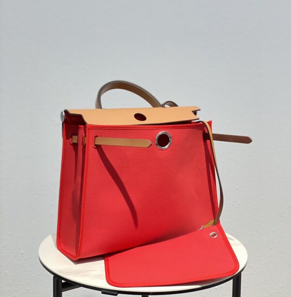 1:1 Replica Hermes Herbag Zip Bag Red, Silver Toned Hardware Bag For Women, Women's Handbags, Shoulder Bags 12.2in/31cm