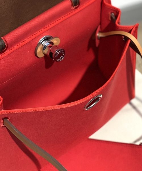 1:1 Replica Hermes Herbag Zip Bag Red, Silver Toned Hardware Bag For Women, Women's Handbags, Shoulder Bags 12.2in/31cm
