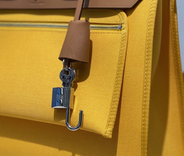 1:1 Replica Hermes Herbag Zip Bag Yellow, Silver Toned Hardware Bag For Women, Women's Handbags, Shoulder Bags 12.2in/31cm