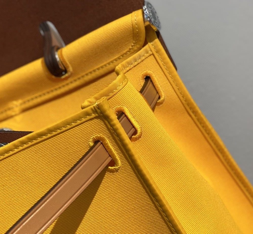 1:1 Replica Hermes Herbag Zip Bag Yellow, Silver Toned Hardware Bag For Women, Women's Handbags, Shoulder Bags 12.2in/31cm
