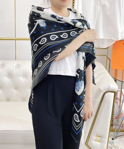 Hermes Horse Printed Patterns Square in Black Scarf 140cm/55in 