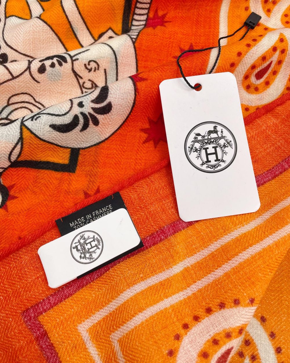 Hermes Horse Printed Patterns Square in Orange Scarf 140cm/55in