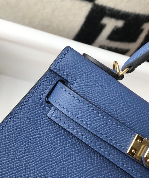 1:1 Replica Hermes Kelly 19 Blue France Swift Bag For Women, Women's Handbags, Shoulder Bags 7.5in/19cm