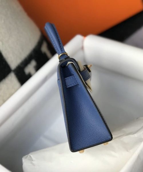 1:1 Replica Hermes Kelly 19 Blue France Swift Bag For Women, Women's Handbags, Shoulder Bags 7.5in/19cm