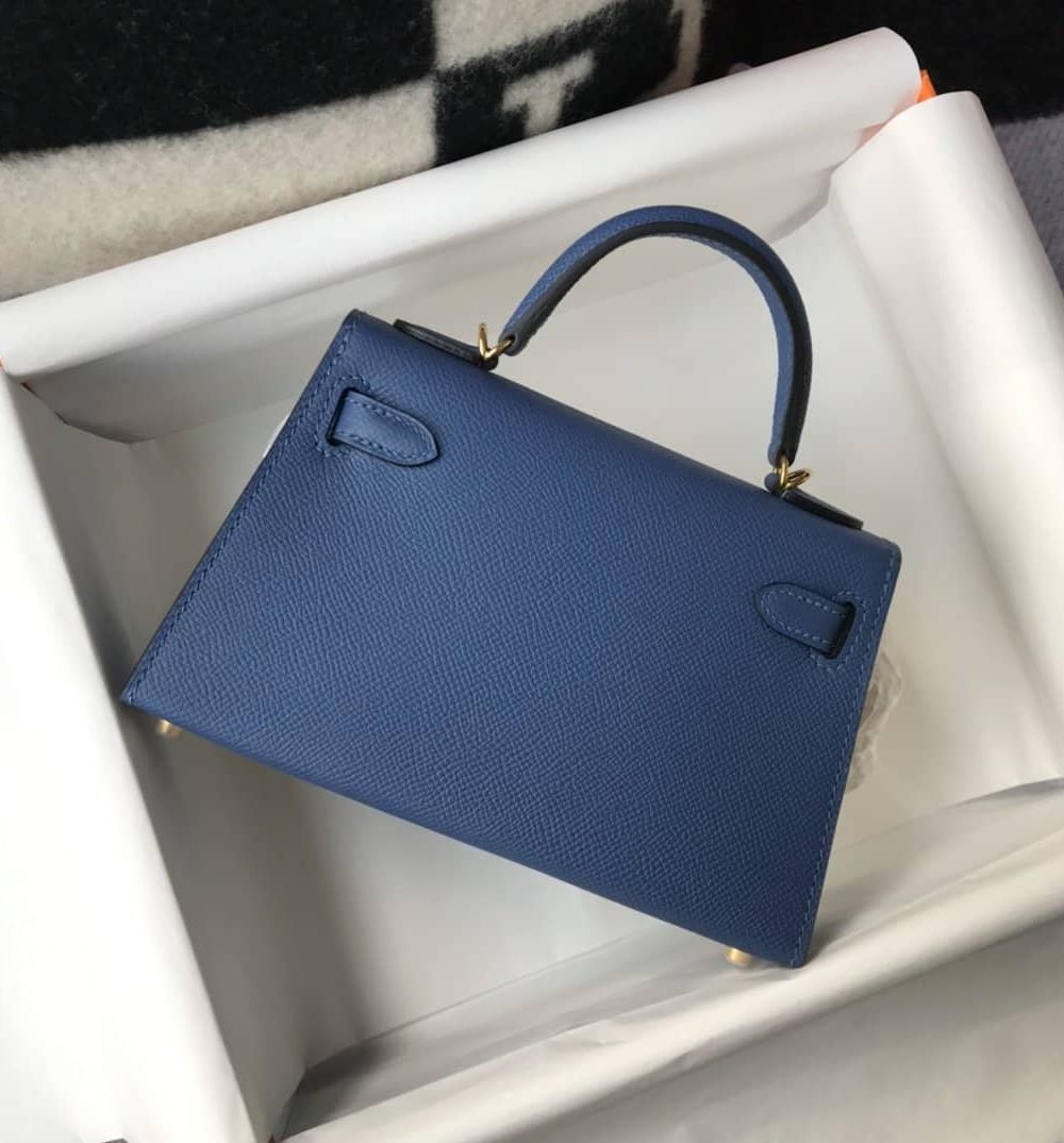 1:1 Replica Hermes Kelly 19 Blue France Swift Bag For Women, Women's Handbags, Shoulder Bags 7.5in/19cm
