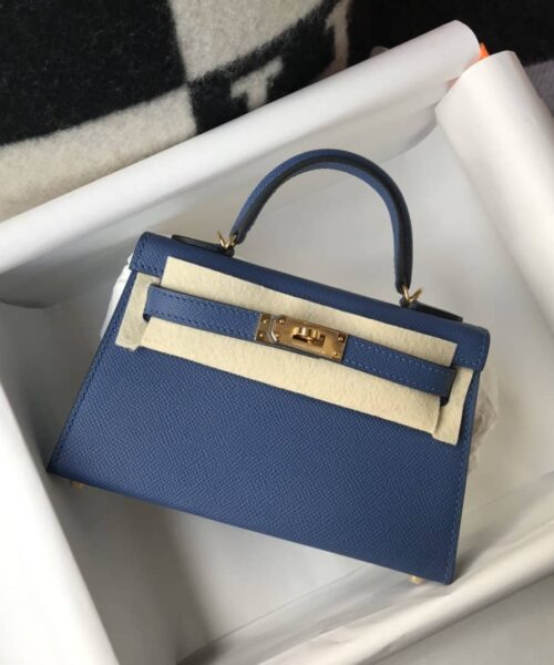 1:1 Replica Hermes Kelly 19 Blue France Swift Bag For Women, Women's Handbags, Shoulder Bags 7.5in/19cm