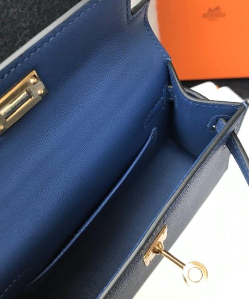 1:1 Replica Hermes Kelly 19 Blue France Swift Bag For Women, Women's Handbags, Shoulder Bags 7.5in/19cm
