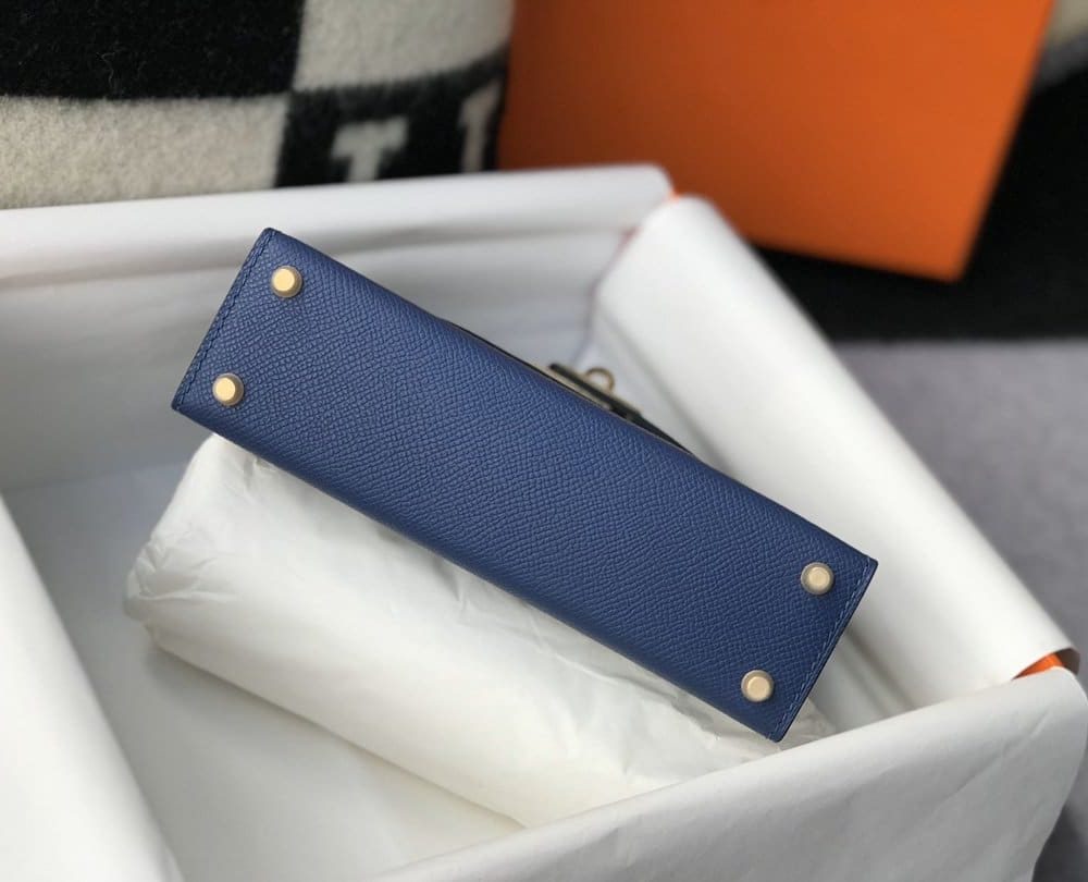1:1 Replica Hermes Kelly 19 Blue France Swift Bag For Women, Women's Handbags, Shoulder Bags 7.5in/19cm
