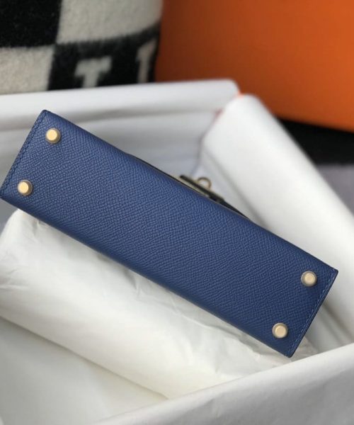 1:1 Replica Hermes Kelly 19 Blue France Swift Bag For Women, Women's Handbags, Shoulder Bags 7.5in/19cm