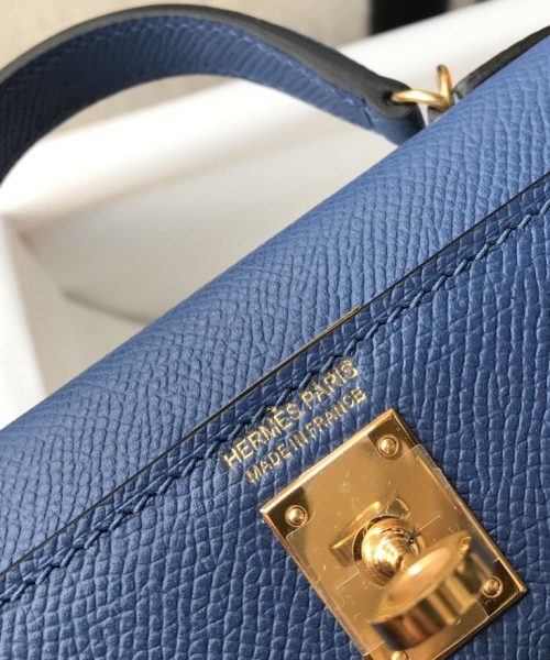 1:1 Replica Hermes Kelly 19 Blue France Swift Bag For Women, Women's Handbags, Shoulder Bags 7.5in/19cm