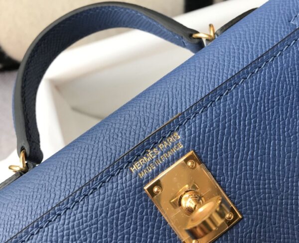 1:1 Replica Hermes Kelly 19 Blue France Swift Bag For Women, Women's Handbags, Shoulder Bags 7.5in/19cm