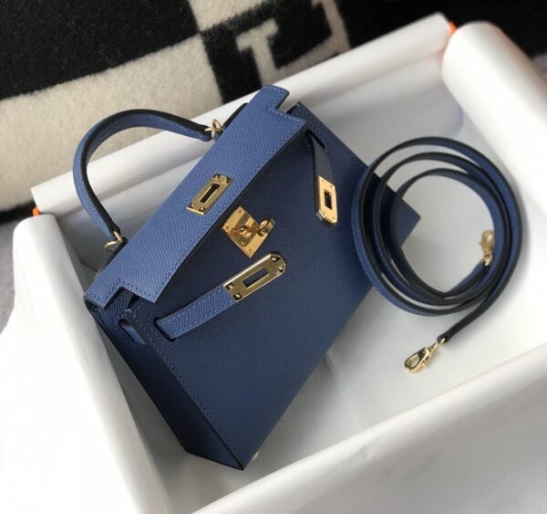 1:1 Replica Hermes Kelly 19 Blue France Swift Bag For Women, Women's Handbags, Shoulder Bags 7.5in/19cm