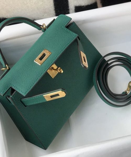 1:1 Replica Hermes Kelly 19 Green With Gold Toned Hardware Bag For Women, Women's Handbags, Shoulder Bags 7.5in/19cm
