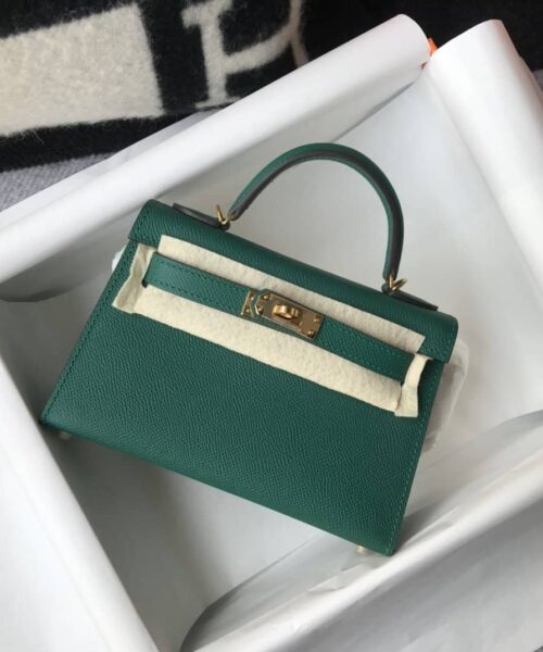 1:1 Replica Hermes Kelly 19 Green With Gold Toned Hardware Bag For Women, Women's Handbags, Shoulder Bags 7.5in/19cm