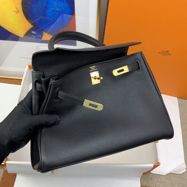 1:1 Replica Hermes Kelly 25 Retourne Togo Black Bag For Women, Women's Handbags, Shoulder Bags 10in/25cm