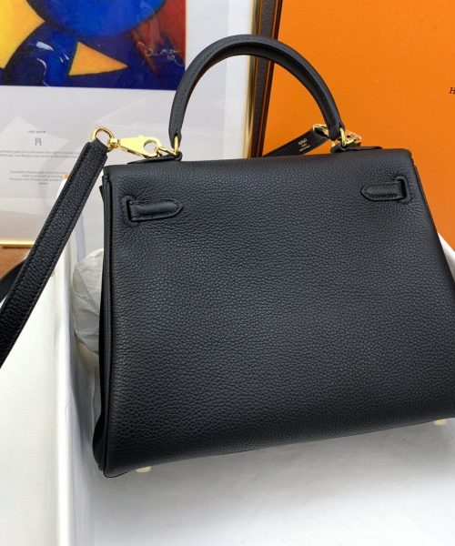 1:1 Replica Hermes Kelly 25 Retourne Togo Black Bag For Women, Women's Handbags, Shoulder Bags 10in/25cm