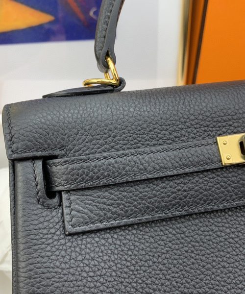 1:1 Replica Hermes Kelly 25 Retourne Togo Black Bag For Women, Women's Handbags, Shoulder Bags 10in/25cm