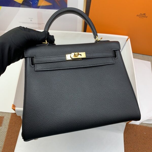 1:1 Replica Hermes Kelly 25 Retourne Togo Black Bag For Women, Women's Handbags, Shoulder Bags 10in/25cm