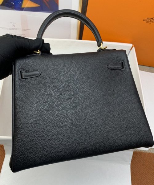 1:1 Replica Hermes Kelly 25 Retourne Togo Black Bag For Women, Women's Handbags, Shoulder Bags 10in/25cm