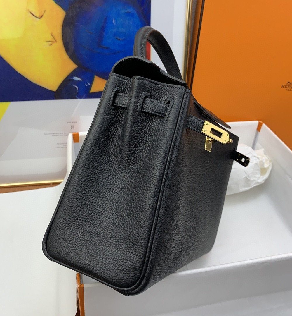 1:1 Replica Hermes Kelly 25 Retourne Togo Black Bag For Women, Women's Handbags, Shoulder Bags 10in/25cm