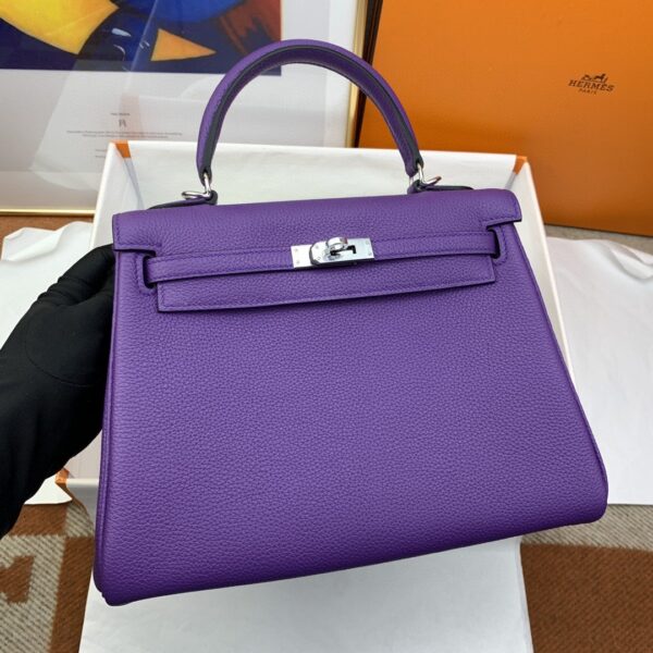 1:1 Replica Hermes Kelly 25 Retourne Togo Purple Bag For Women, Women's Handbags, Shoulder Bags 10in/25cm