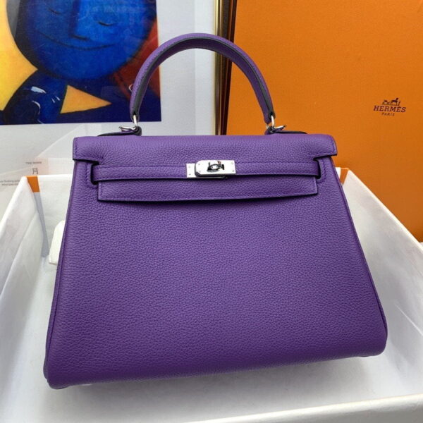 1:1 Replica Hermes Kelly 25 Retourne Togo Purple Bag For Women, Women's Handbags, Shoulder Bags 10in/25cm
