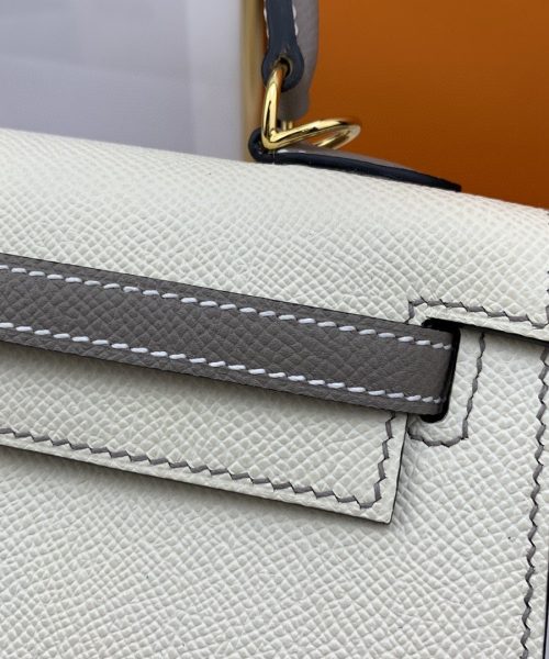 1:1 Replica Hermes Kelly 25 Sellier Epsom Craie/Grey Bag For Women, Women's Handbags, Shoulder Bags 10in/25cm