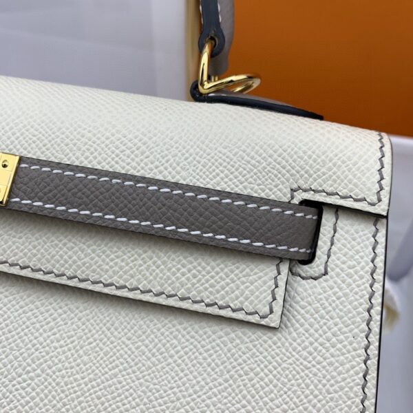 1:1 Replica Hermes Kelly 25 Sellier Epsom Craie/Grey Bag For Women, Women's Handbags, Shoulder Bags 10in/25cm