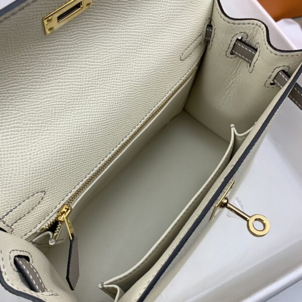 1:1 Replica Hermes Kelly 25 Sellier Epsom Craie/Grey Bag For Women, Women's Handbags, Shoulder Bags 10in/25cm